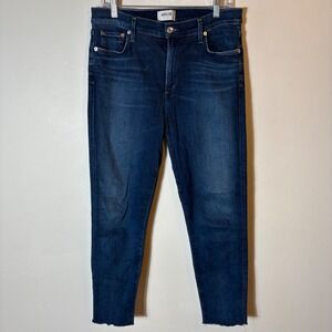 AGOLDE Sophie‎ Crop Jeans Size 32 Dark Wash Denim Raw Hem High Rise